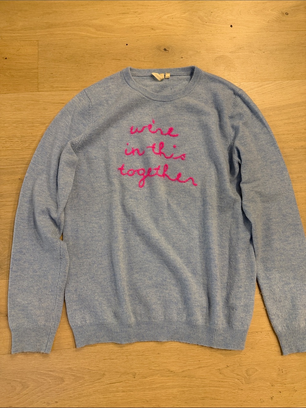 Hand-embroidered cashmere crewneck